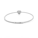 14K Gold Beaded Diamond Heart Cluster Bangle