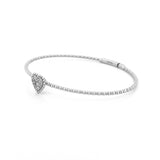 14K Gold Beaded Diamond Heart Cluster Bangle