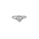 14K Gold Mini Three Stone Natural Diamond Heart Halo Engagement Ring