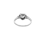14K Gold Mini Three Stone Natural Diamond Heart Halo Engagement Ring
