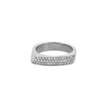 14K Gold Slanted Three Row Flat Diamond Pave Band
