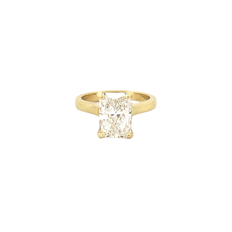 14K Gold 3.00 Carat Lab Grown Radiant Diamond Cathedral Under Halo Engagement Ring