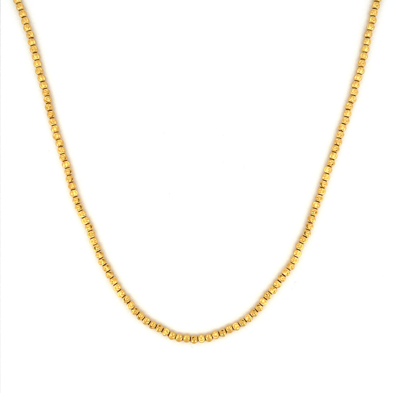 14K Gold Moon Cut Bead Chain Necklace
