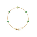 14K Gold Emerald Clover Bracelet