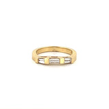 14K Gold Three Baguette Thick Prong Diamond Band