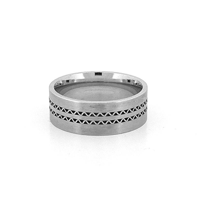 14K Gold Grate Mens Band