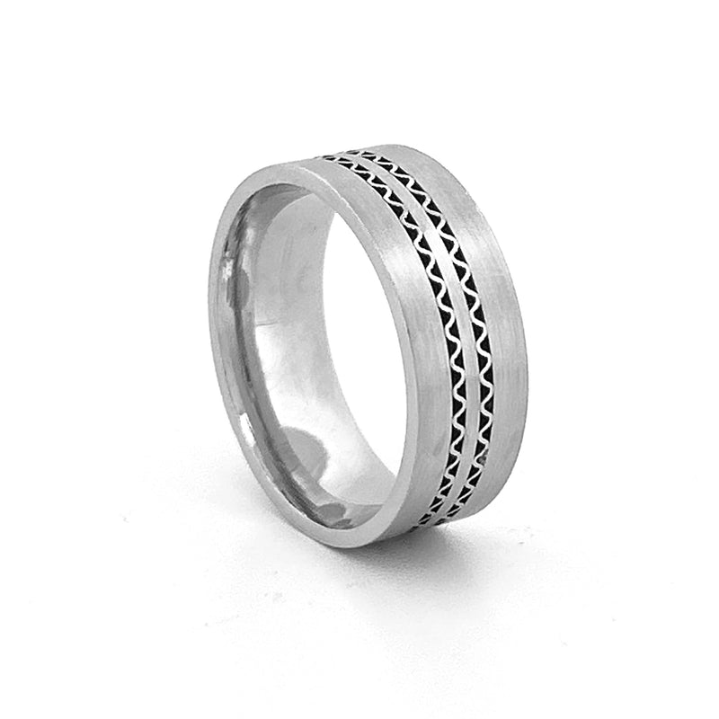 14K Gold Grate Mens Band