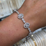 14K Gold Oval Baguette Cluster Natural Diamond Bracelet