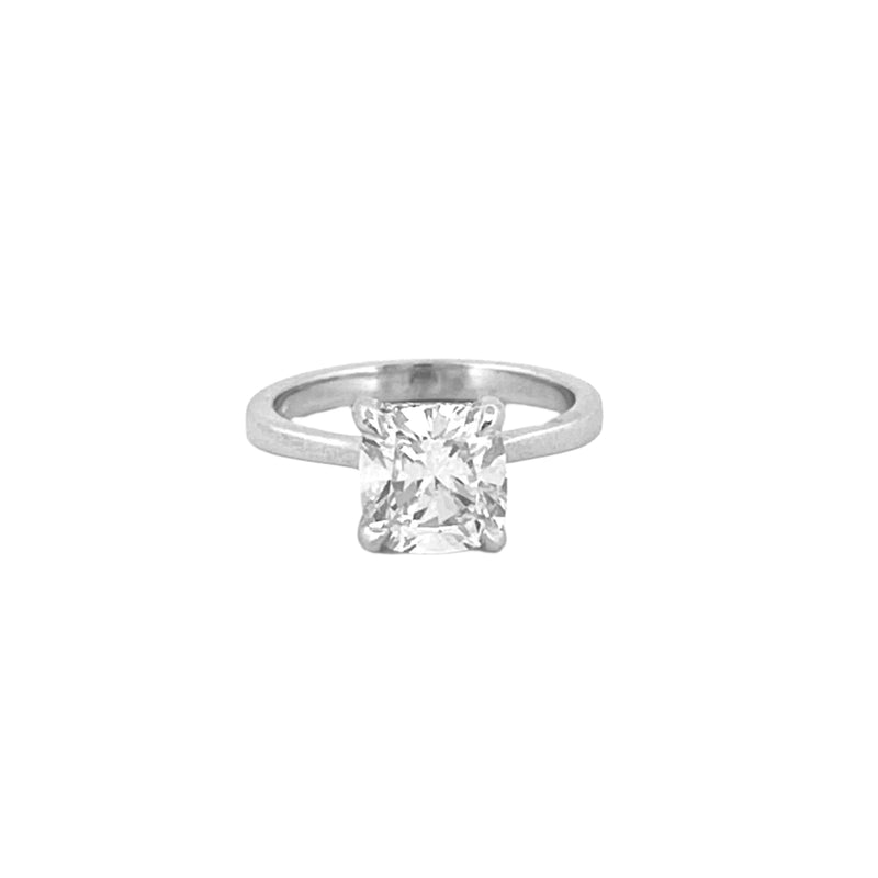 14K Gold 2.00 Carat Lab Grown Cushion Diamond Under Halo Cathedral Solitaire Engagement Ring