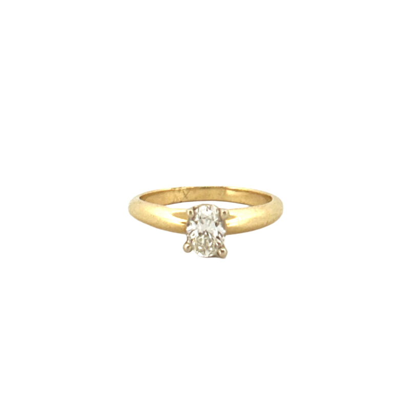 14K Gold 0.40 Carat Natural Oval Diamond Solitaire Engagement Ring