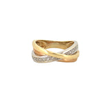 14K Tri Color Crossover Diamond X Band