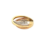 14K Tri Color Crossover Diamond X Band