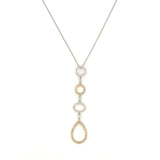14K Two Color Gold Open Shape Dangle Necklace