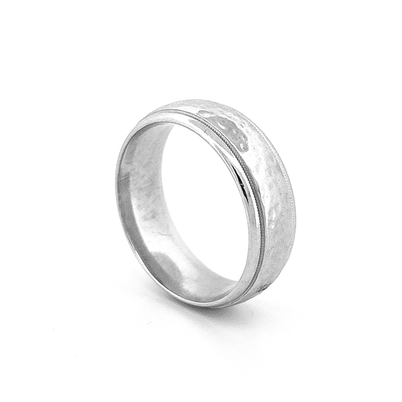 14K Gold Mens Light Hammered Band