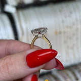14K Gold Lab Grown Cushion Diamond Cathedral Engagement Ring