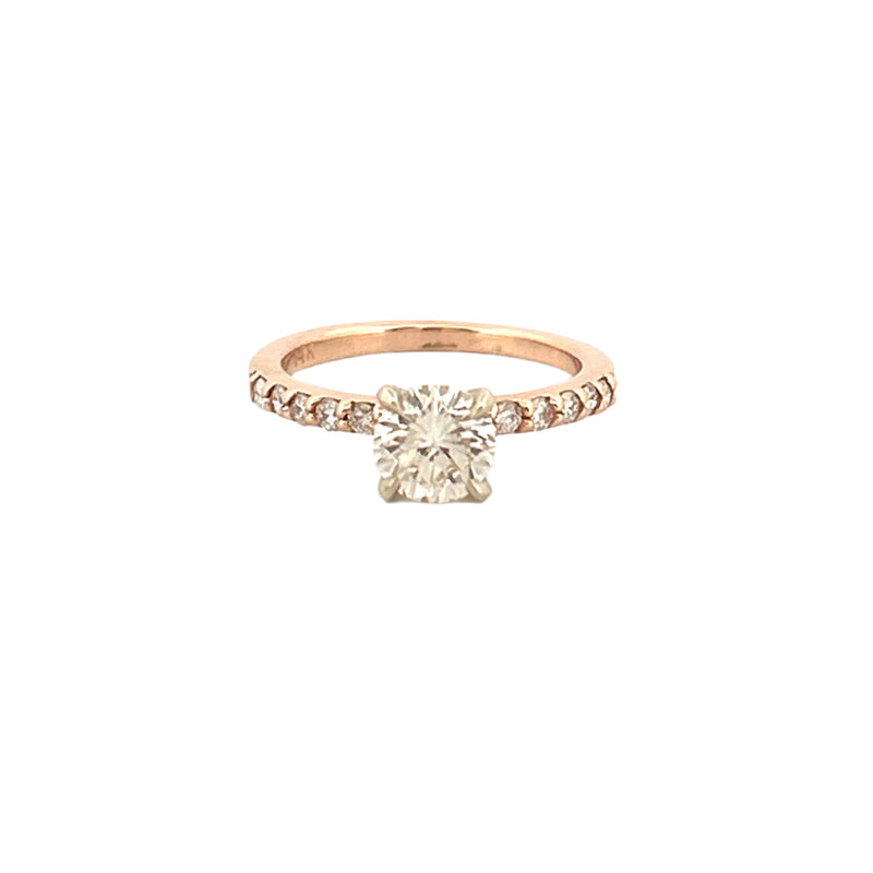 14K Gold 1.00 Carat Natural Round Diamond Prong Set Engagement Ring