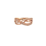 14K Rose Gold Weaved Diamond Crossover Band