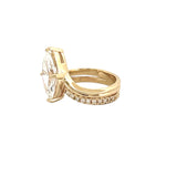 14K Gold 2.00 Carat Lab Grown Slanted Marquise Diamond V Engagement Ring