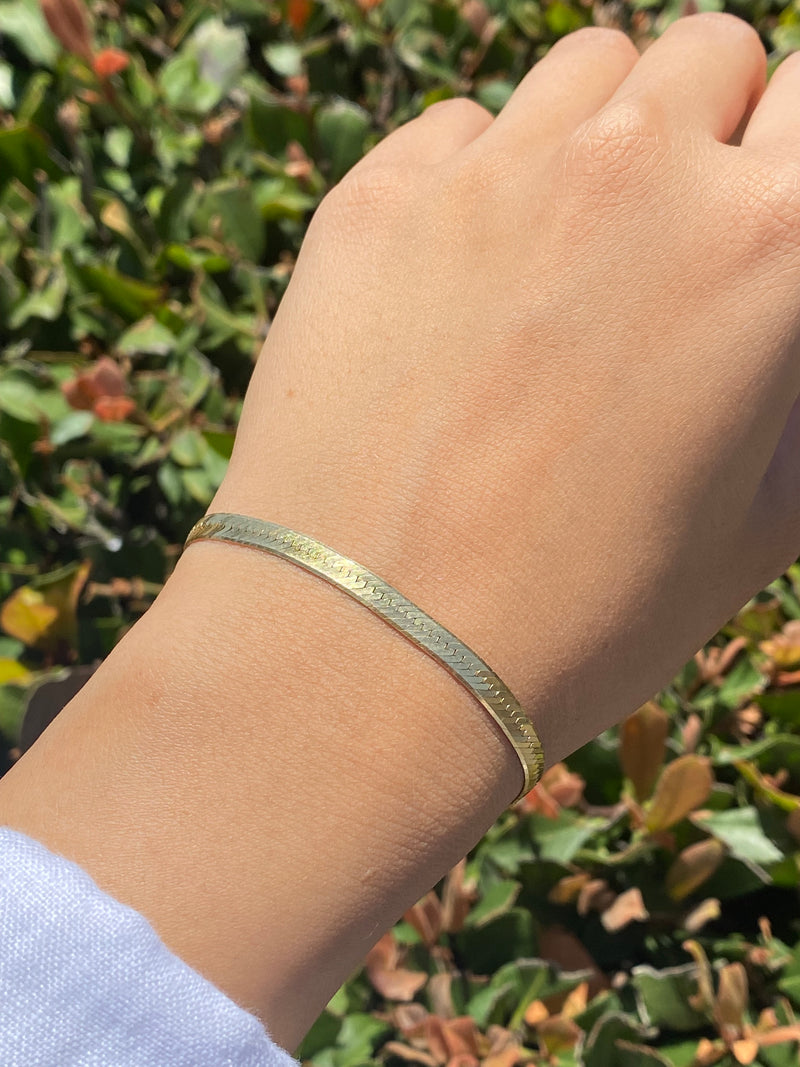 14K Gold Herringbone Bracelet