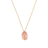 14K Gold 10.00 Carat Lab Grown Pink Diamond Pear Pendant Necklace