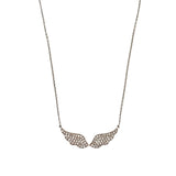 14K Gold Diamond Pave Angel Wing Pendant Necklace