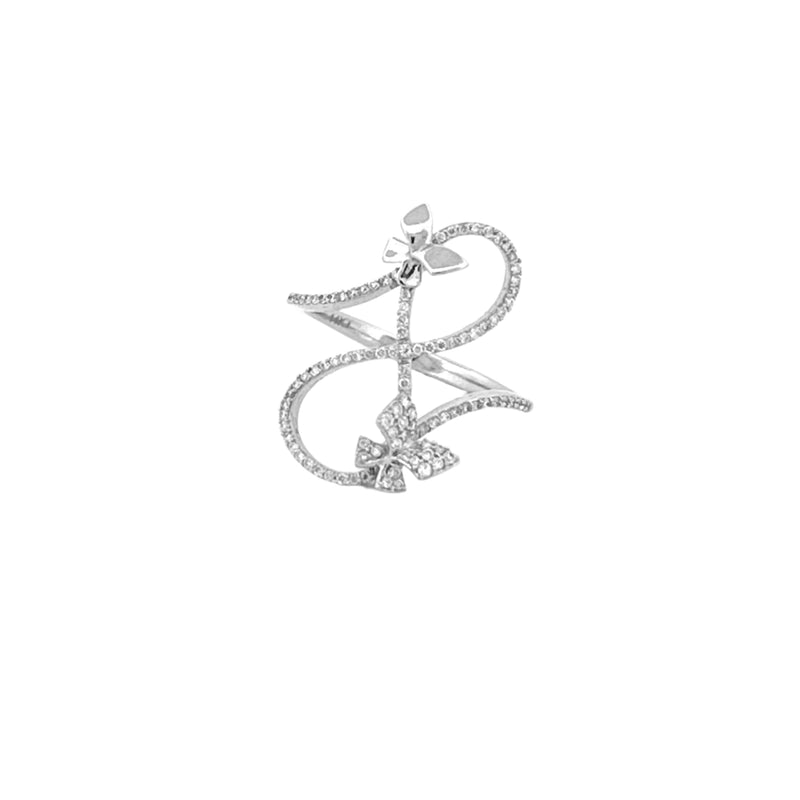 14K White Gold Butterfly Trail Diamond Ring