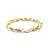 14K Gold 7.8MM Thick Hollow Rope Chain Bracelet