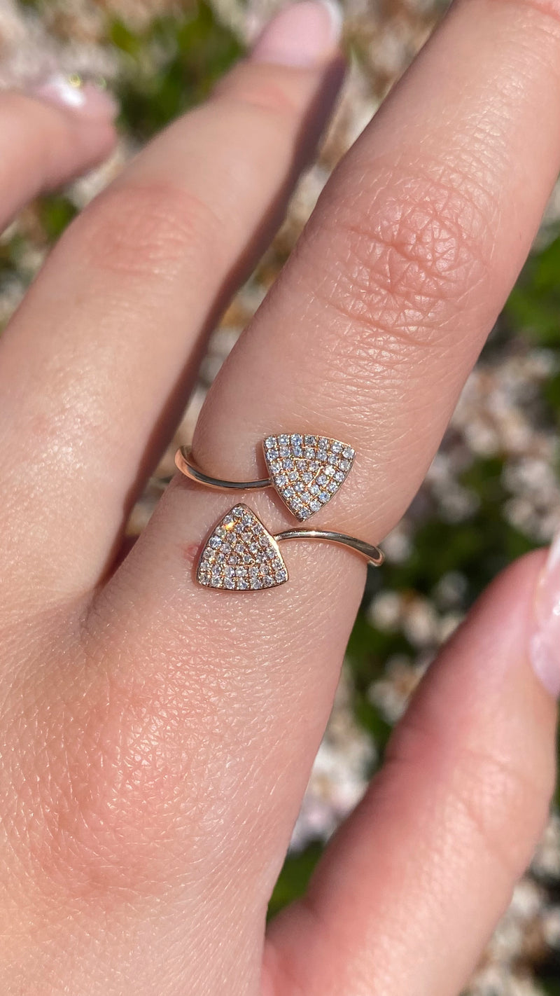 14K Gold Open Diamond Pave Trillion Shape Band