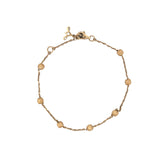14K Yellow Gold Spaced Diamond Cut Bead Charm Bracelet