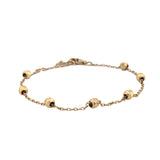 14K Yellow Gold Spaced Diamond Cut Bead Charm Bracelet