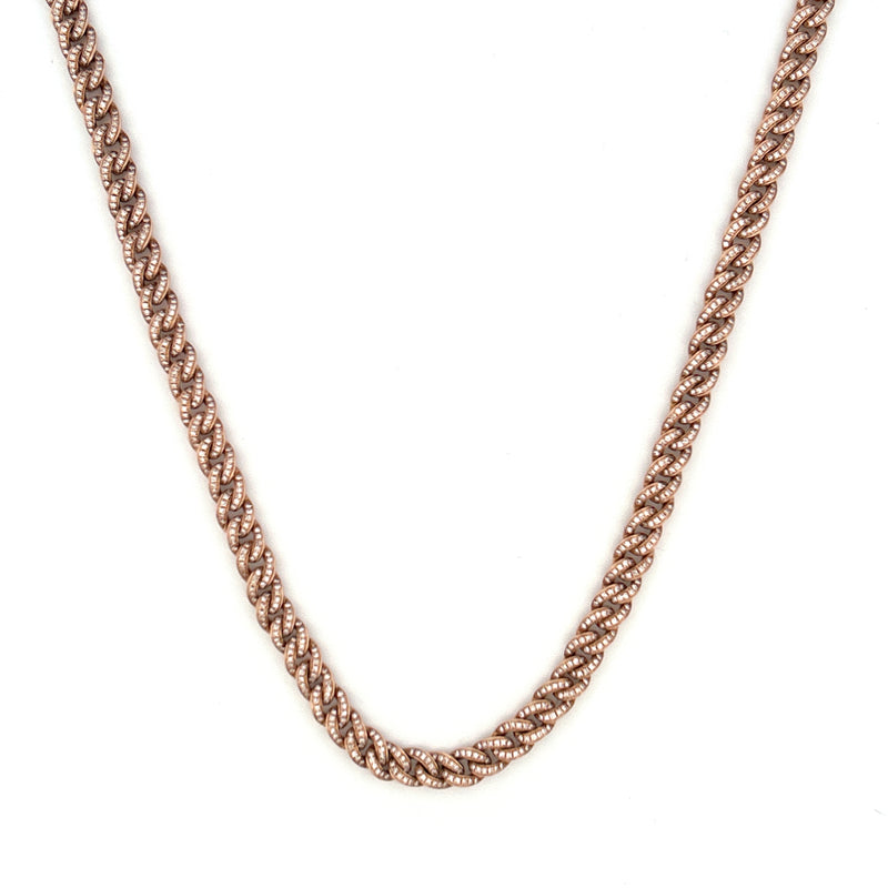 14K Rose Gold 10.00 Carat Diamond Pave Cuban Necklace