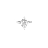 14K Gold 3.00 Carat Lab Grown Marquise Diamond Prong Set Engagement Ring with Diamond Under Halo and Prongs