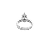 14K Gold 3.00 Carat Lab Grown Marquise Diamond Prong Set Engagement Set with Diamond Under Halo and Prongs