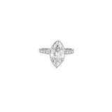 14K Gold 2.50 Carat Lab Grown Marquise Diamond Prong Set Engagement Ring with Diamond Under Halo and Prongs