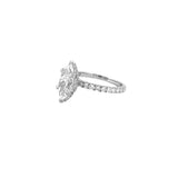 14K Gold 2.50 Carat Lab Grown Marquise Diamond Prong Set Engagement Ring with Diamond Under Halo and Prongs