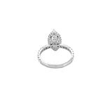 14K Gold 2.50 Carat Lab Grown Marquise Diamond Prong Set Engagement Ring with Diamond Under Halo and Prongs