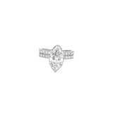 14K Gold 2.50 Carat Lab Grown Marquise Diamond Prong Set Engagement Set with Diamond Under Halo and Prongs