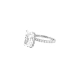14K Gold 6.50 Carat Lab Grown Radiant Diamond Prong Set Engagement Ring with Diamond Under Halo and Prongs