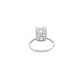 14K Gold 6.50 Carat Lab Grown Radiant Diamond Prong Set Engagement Ring with Diamond Under Halo and Prongs