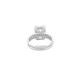 14K Gold 6.50 Carat Lab Grown Radiant Diamond Prong Set Engagement Set with Diamond Under Halo and Prongs