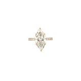 14K Gold 4.00 Carat Lab Grown Marquise Diamond Prong Set Engagement Ring with Diamond Under Halo and Prongs