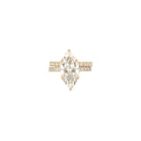 14K Gold 4.00 Carat Lab Grown Marquise Diamond Prong Set Engagement Set with Diamond Under Halo and Prongs