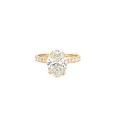 14K Gold 3.00 Carat Lab Grown Oval Diamond Prong Set Engagement Ring with Diamond Under Halo and Prongs
