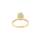 14K Gold 3.00 Carat Lab Grown Oval Diamond Prong Set Engagement Ring with Diamond Under Halo and Prongs