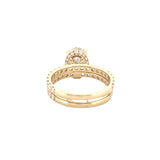14K Gold 3.00 Carat Lab Grown Oval Diamond Prong Set Engagement Set with Diamond Under Halo and Prongs