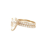 14K Gold 3.00 Carat Lab Grown Pear Diamond Prong Set Engagement Set with Diamond Under Halo and Prongs