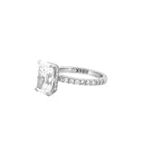 14K Gold 3.00 Carat Lab Grown Radiant Diamond Prong Set Engagement Ring with Diamond Under Halo and Prongs