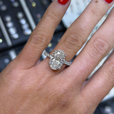 14K Gold Lab Grown Oval Diamond 3D Cathedral Engagement Ring