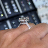 14K Gold Lab Grown Oval Diamond 3D Cathedral Engagement Ring
