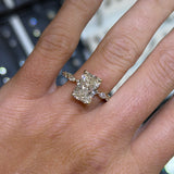 14K Gold Lab Grown Radiant Diamond Single Prong Round and Marquise Engagement Ring